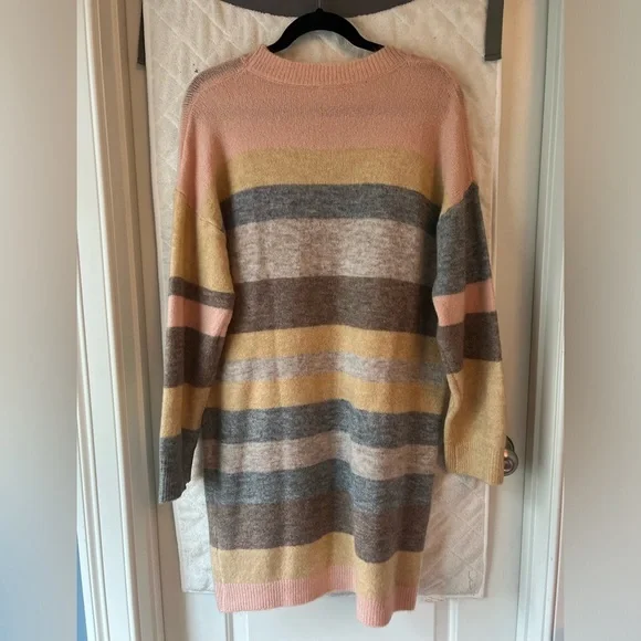 Hem & Thread Multicolor Striped Long Sleeve Sweater Dress - Picture 5 of 7